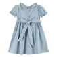 Lil Cactus - Blue Pinstripe Brown Smocked Ruffle Collar Dress