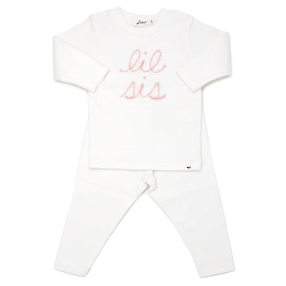 oh baby! - "lil sis" Pink Sparkle Embroidered 2PC Set