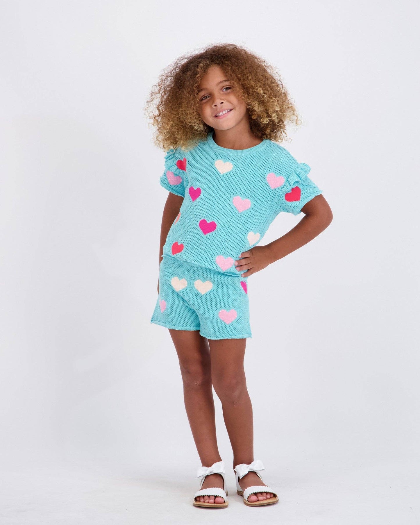 Andy & Evan - Girls Heart Crochet Set | Aqua Hearts