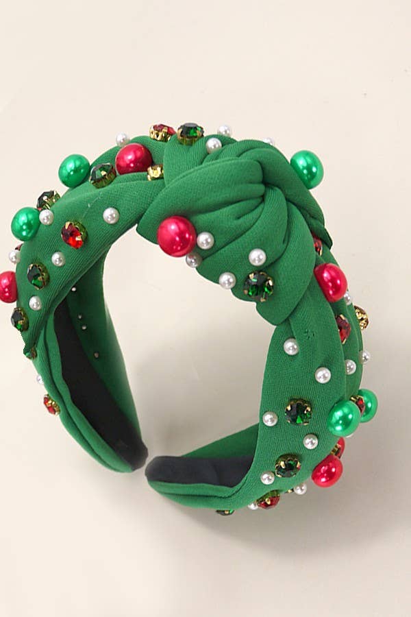 JOSSLYN by wall to wall - CHRISTMAS JINGLE BELL SEED BEAD HAIR BAND HEADBAND | 40HB156