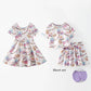 Auraquise - Girls Summer Cartoon Cute Magical Printed Party Outfits