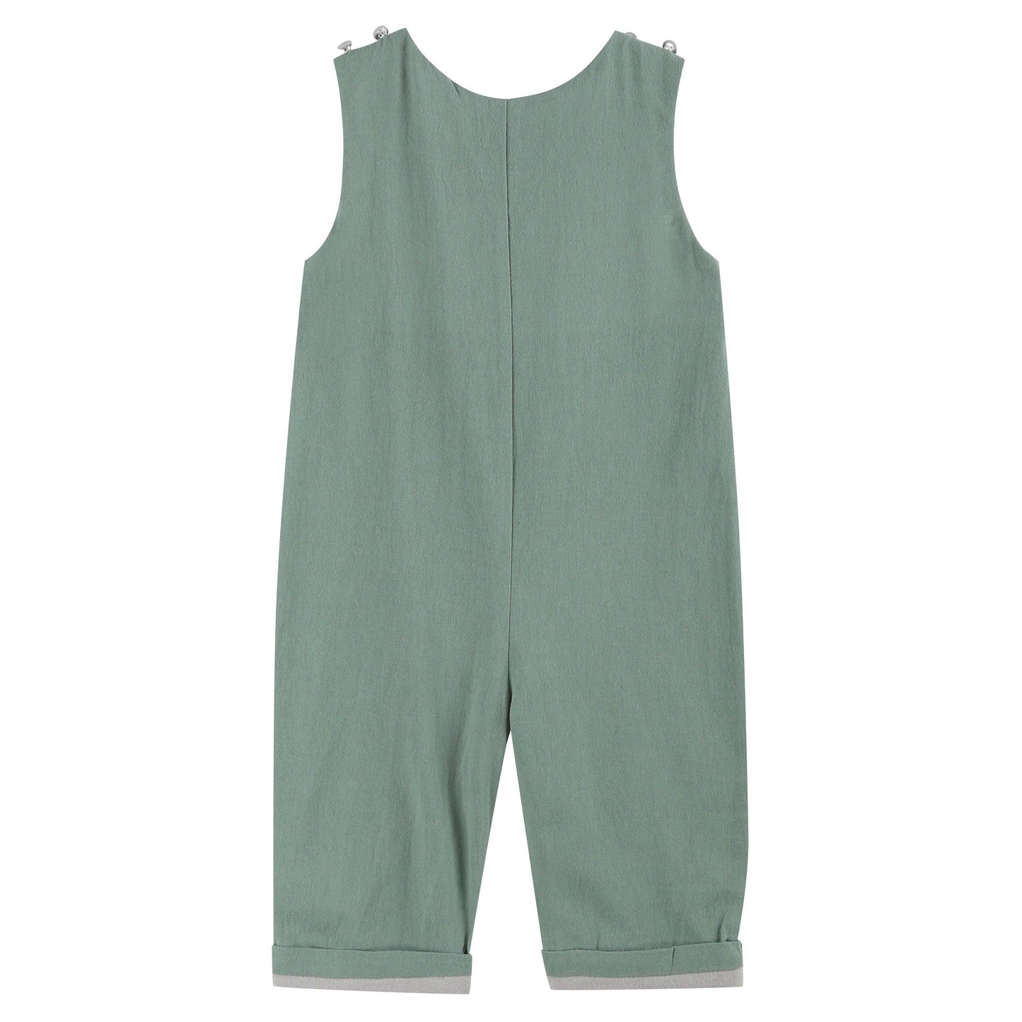 Lil Cactus - Sage Green Mallard Smocked Overalls