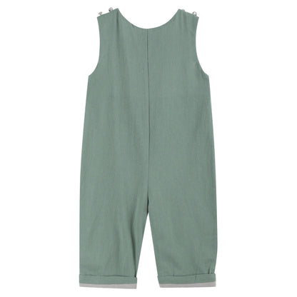 Lil Cactus - Sage Green Mallard Smocked Overalls