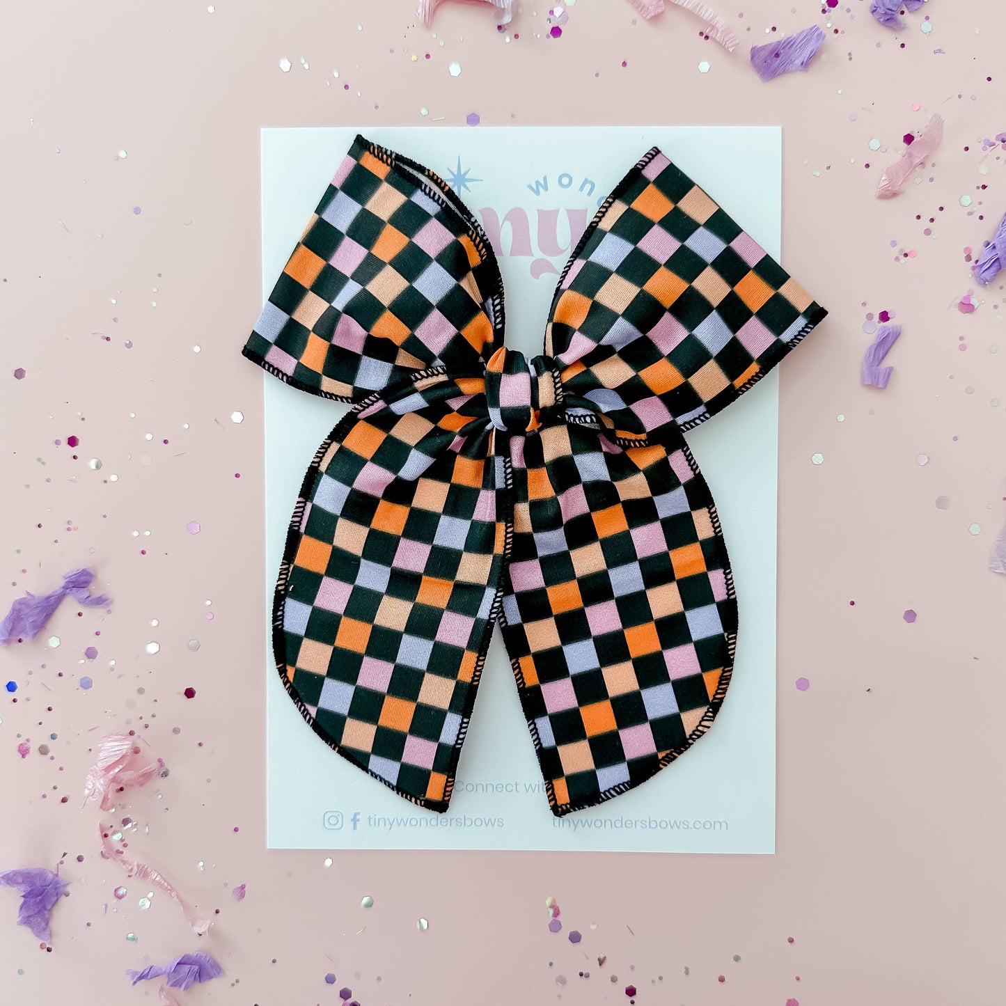 Tiny Wonders Bows - Halloween Checkered