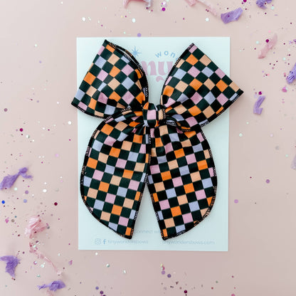 Tiny Wonders Bows - Halloween Checkered