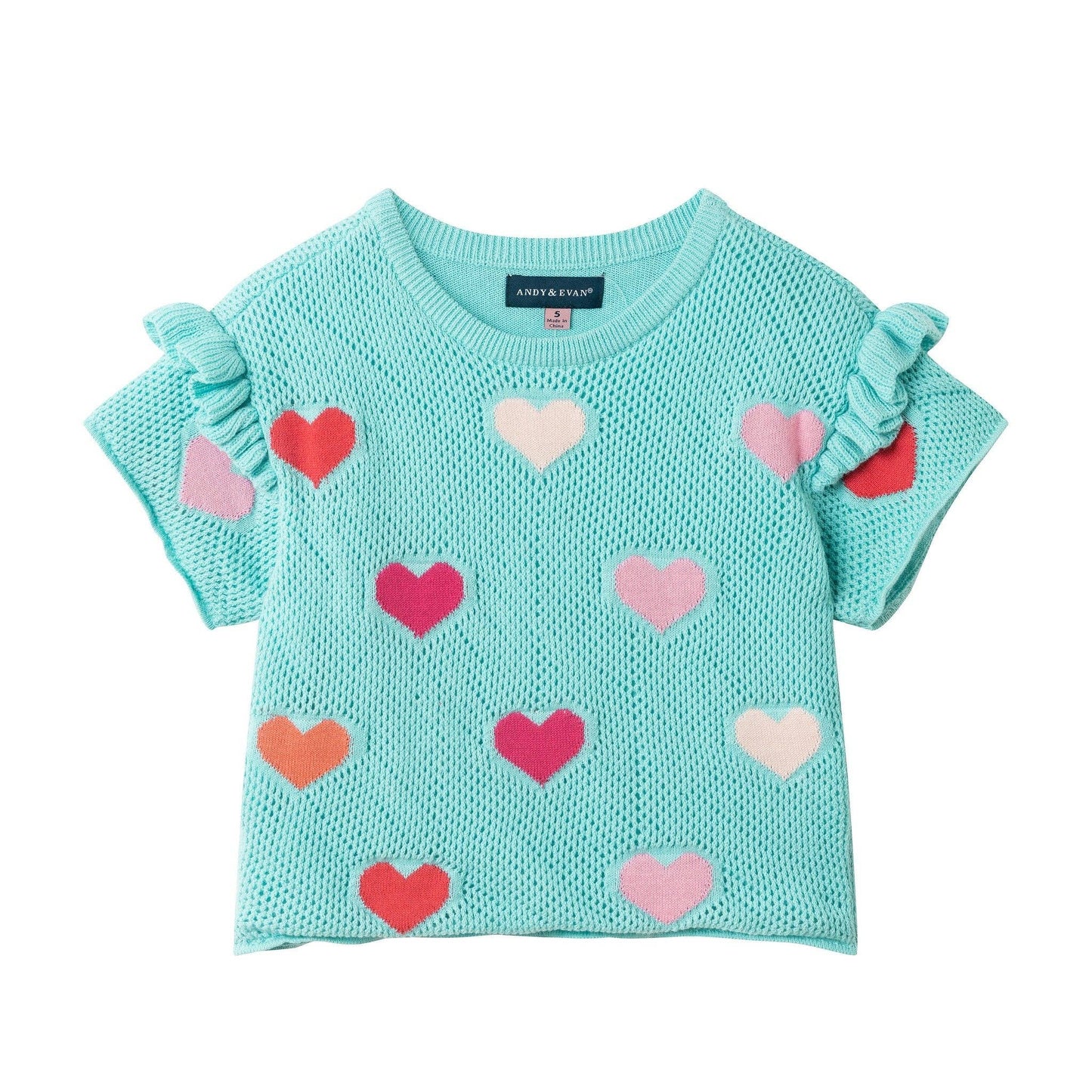 Andy & Evan - Girls Heart Crochet Set | Aqua Hearts
