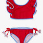 RuffleButts + RuggedButts - Girls Vintage Red Crochet Detail Butterfly Tankini 2-Piece Swimsuit