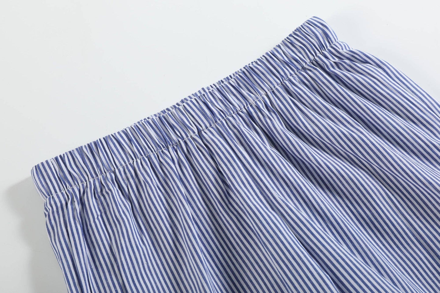 Lil Cactus - White Shark Smocked Tee and Navy Stripe Shorts Set