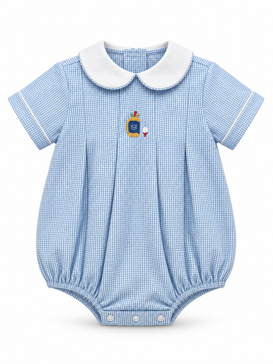 Blue check knit Boy's Short Bubble