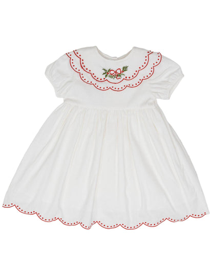 The Oaks Apparel Company - Collette White Holly Wreath Dress