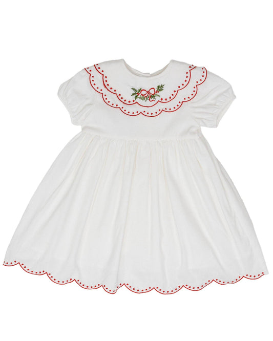 The Oaks Apparel Company - Collette White Holly Wreath Dress