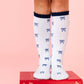 Little Stocking Co. - Navy Bow Scalloped Knee Socks