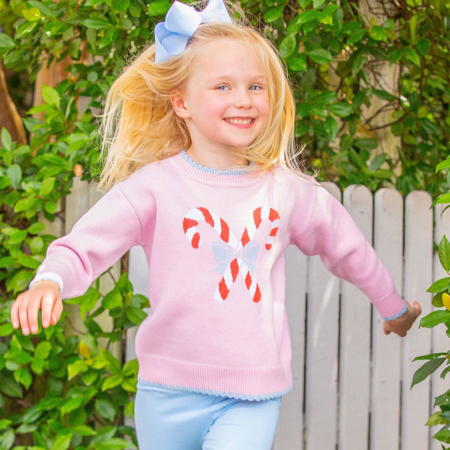 Shrimp and Grits Kids - Girls Sweater - Candy Canes