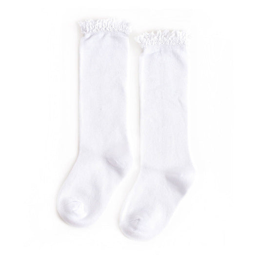 Little Stocking Co. - White Lace Top Knee High Socks