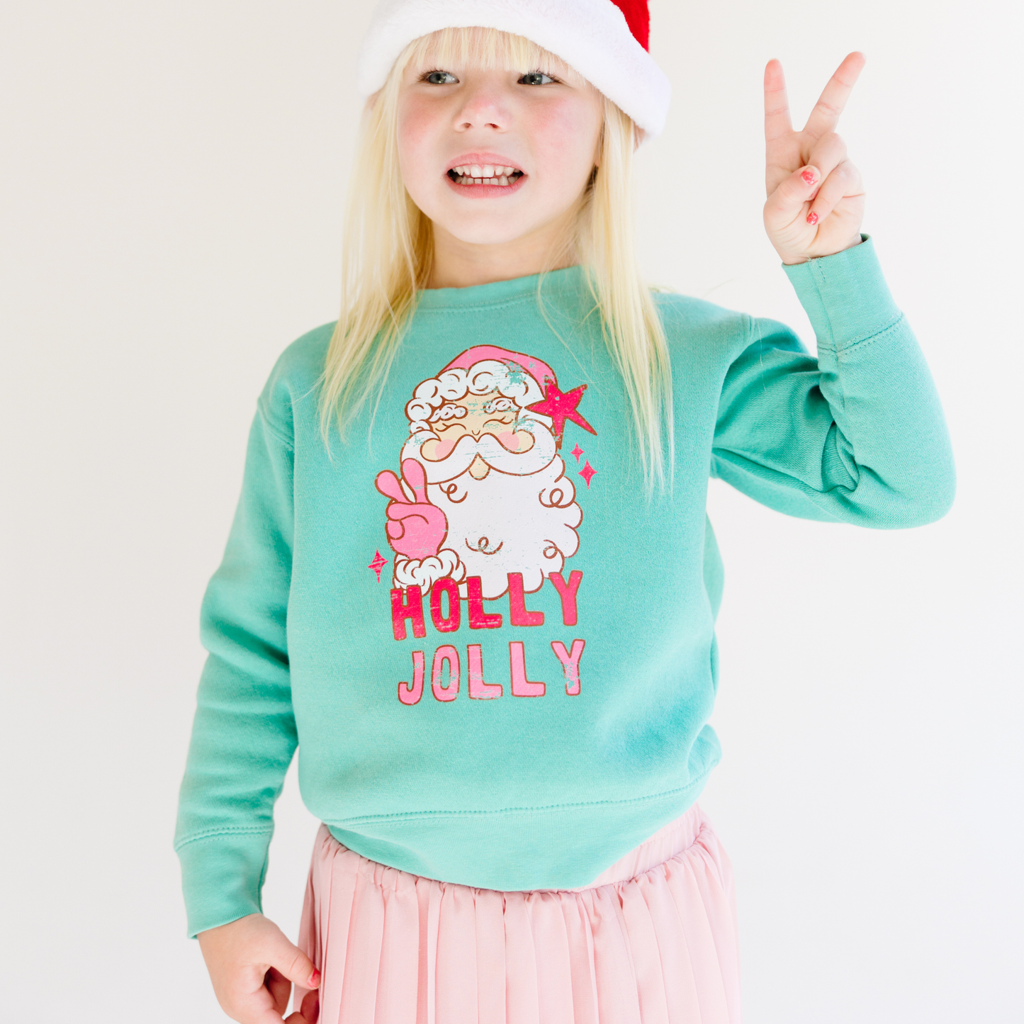 Benny & Ray Apparel - Holly Jolly Santa Christmas Kids Pullover Sweatshirt