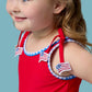RuffleButts + RuggedButts - Girls Vintage Red Crochet Detail Peplum One Piece Swimsuit