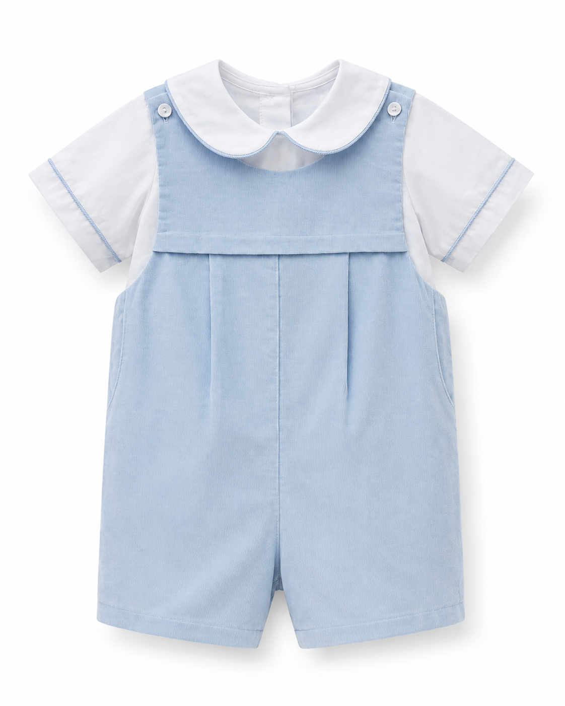 Lt.Blue Corduroy boy's short jon jon w/ white shirt SET