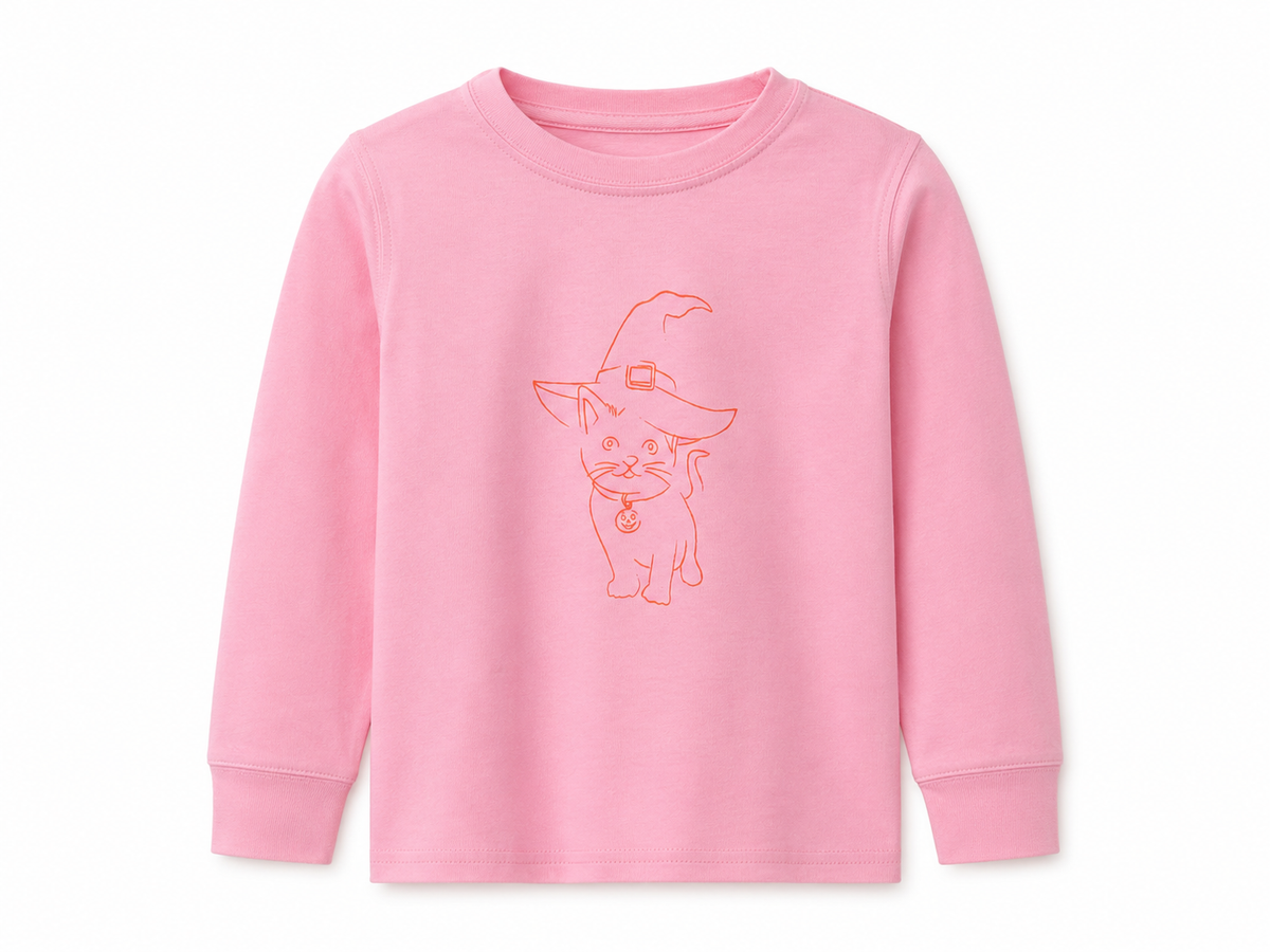 Long-Sleeve Orange Halloween Cat