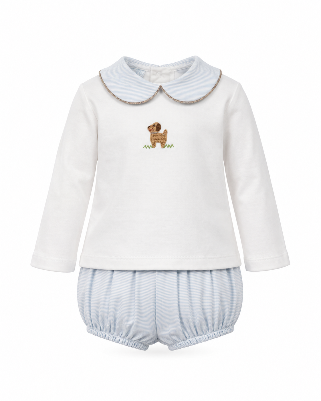 Lt. blue knit stripe Boy's Diaper set