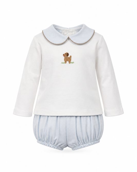 Lt. blue knit stripe Boy's Diaper set