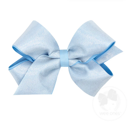Wee Ones - Medium Mirror Dot and Grosgrain Overlay Hair Bow