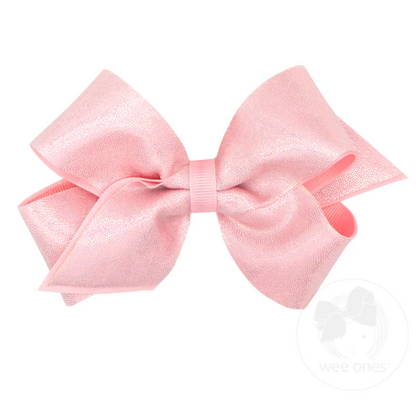 Wee Ones - Medium Mirror Dot and Grosgrain Overlay Hair Bow