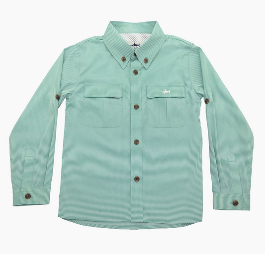 Saltwater Boys Company - Flagler Fishing Shirt Green Stripe