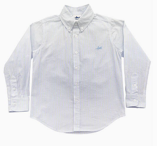 Saltwater Boys Company - Carter Oxford Button Down- Light Blue Seersucker