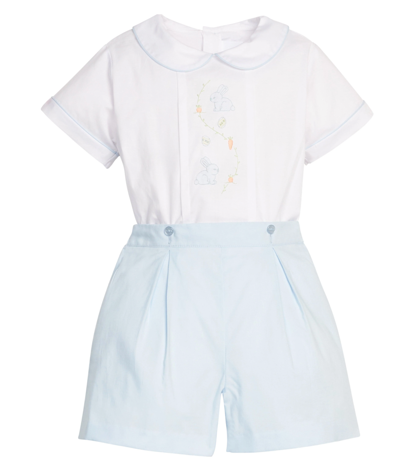 Little English - Button On Short Set - Blue Bunny