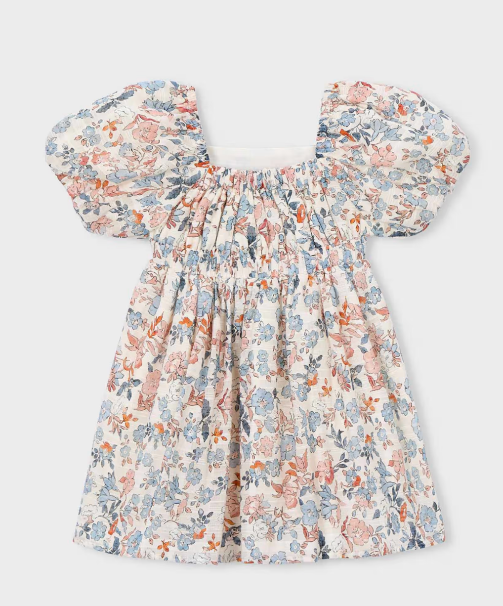 Mayoral - Girl Puff Sleeve Floral Dress