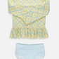 RuffleButts – Girls Banana Coastal Charm Scallop Hem Long Sleeve Rash Guard