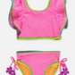 RuffleButts – Girls Neon Pink Crochet Detail Butterfly Tankini