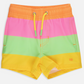 RuffleButts – Boys Neon Citrus Color Block Performance Hybrid Swim Trunks