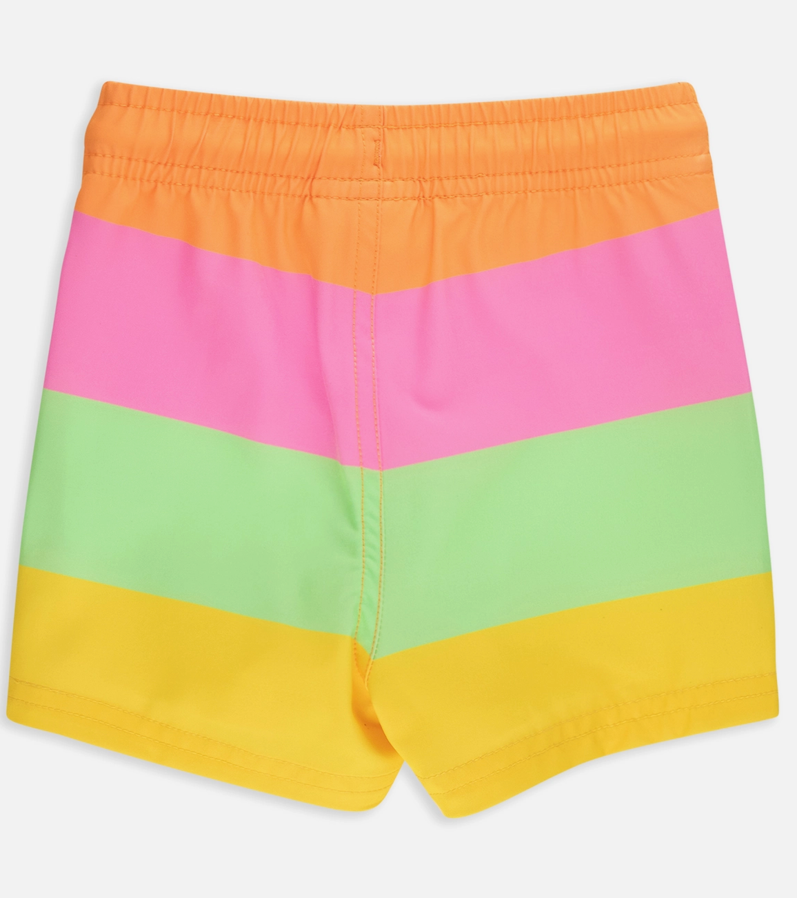 RuffleButts – Boys Neon Citrus Color Block Performance Hybrid Swim Trunks
