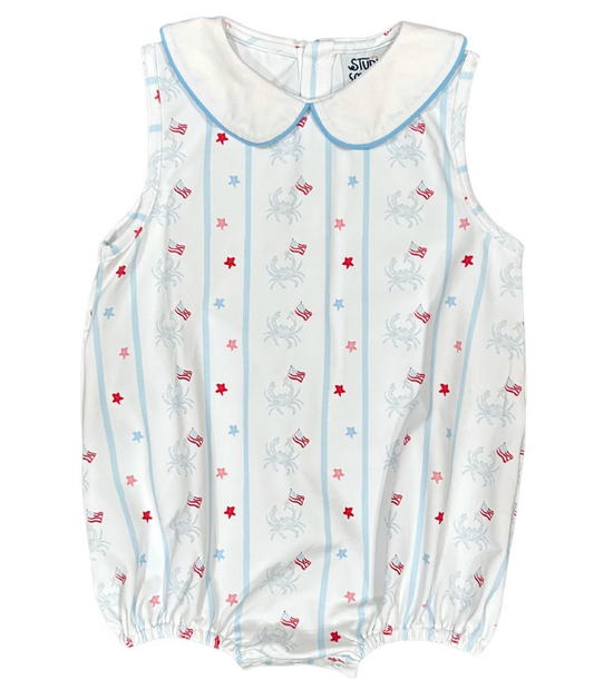 Patriotic Crab Boys Bubble- Studio Smocks