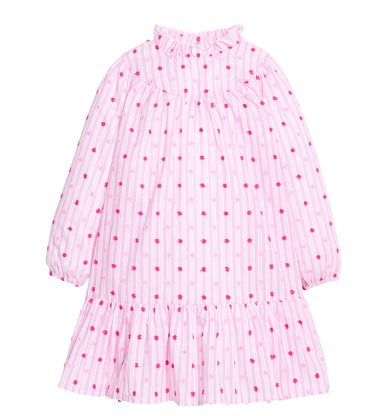 Jody Dress - Magenta Clip Dot Stripe