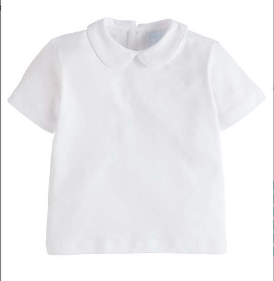 Piped Peter Pan Short Sleeve - White