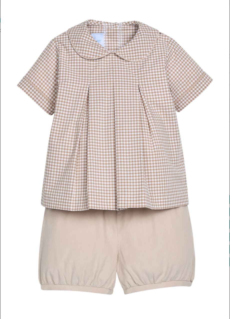 Carson Short Set - Khaki Gingham