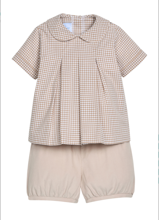 Carson Short Set - Khaki Gingham