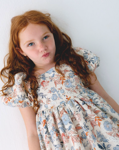 Mayoral - Girl Puff Sleeve Floral Dress