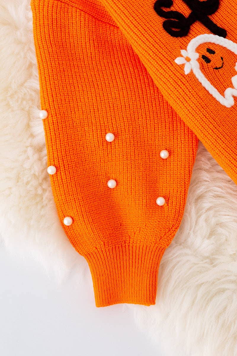 Kids Charm Online - Spooky knit girls sweater with pearl beads. (Available in 3 colors!)