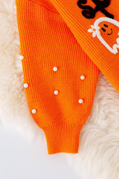 Kids Charm Online - Spooky knit girls sweater with pearl beads. (Available in 3 colors!)