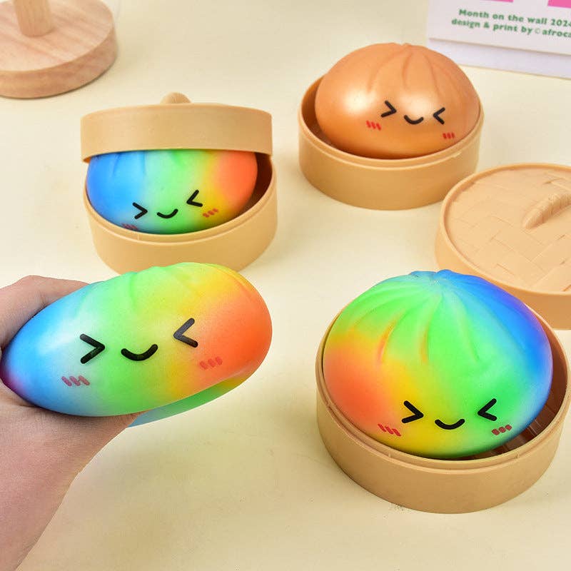 Auraquise - Cartoon Jumbo Mystery Squishy Dumpling Realistic Steamed Bun Stress Relief Squeeze Toy
