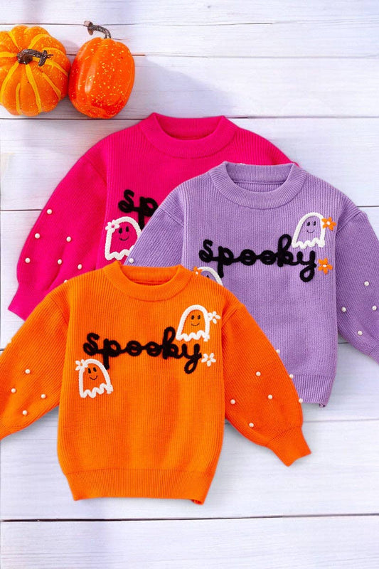 Kids Charm Online - Spooky knit girls sweater with pearl beads. (Available in 3 colors!)