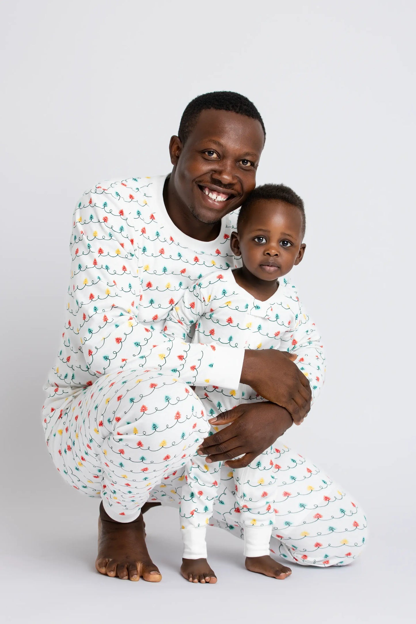 Monica + Andy - Holiday One-Piece Baby Pajamas_Holiday Tree Lights