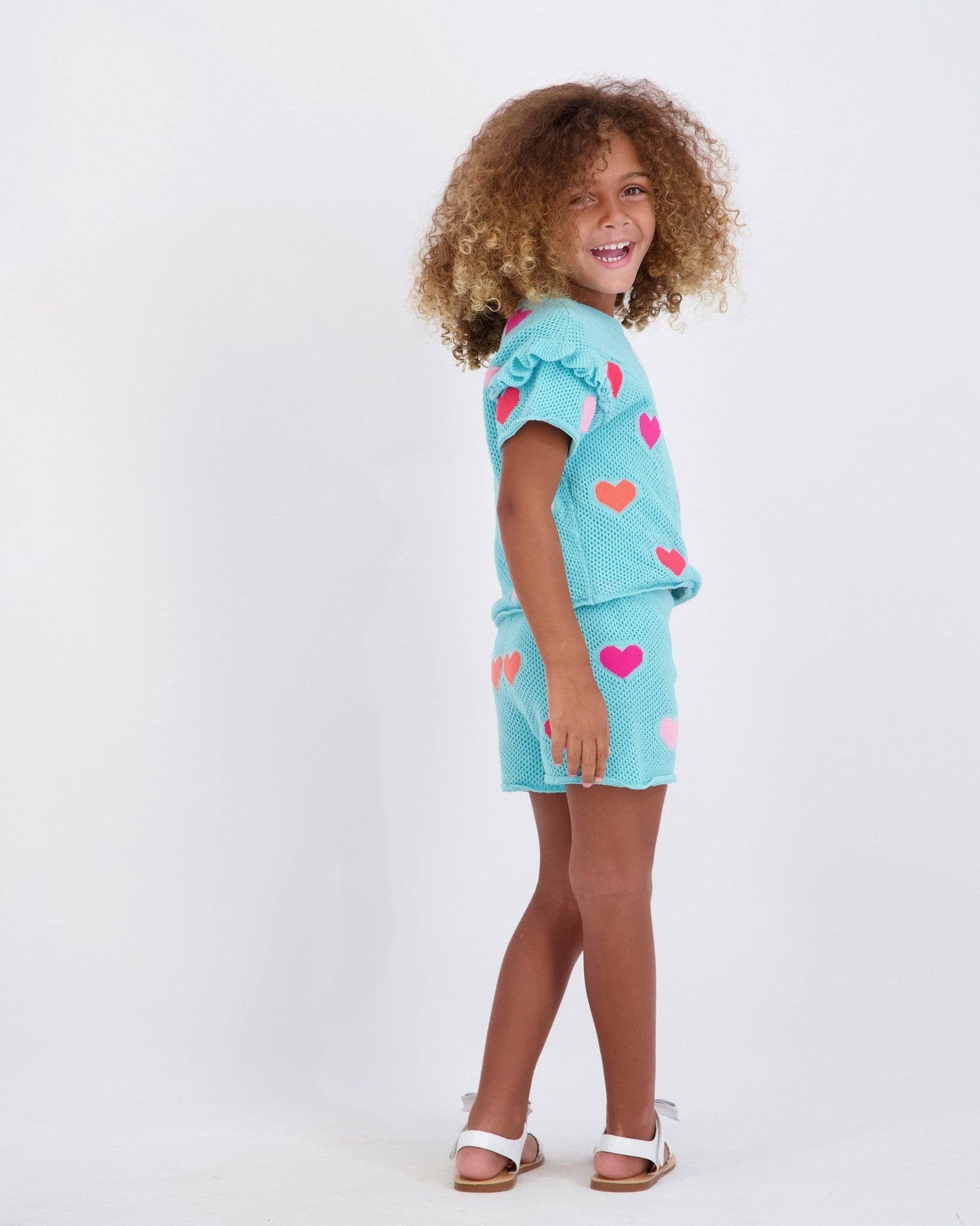 Andy & Evan - Girls Heart Crochet Set | Aqua Hearts