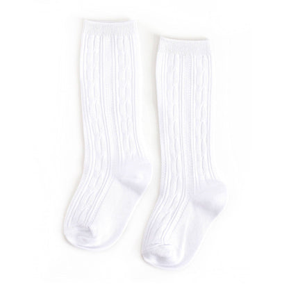 Little Stocking Co. - White Cable Knit Knee High Socks