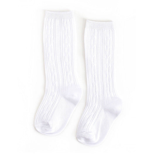Little Stocking Co. - White Cable Knit Knee High Socks