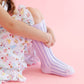 Little Stocking Co. - Lilac Striped Scalloped Knee High Socks
