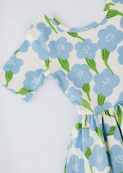Good Apples Kids - Short Sleeve Twirl Dress in Blue Garden Pre-sale